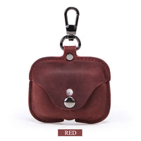 HKM-886867 Vintage Leather Clamshell Cover for AirPods Pro in Brown, Royal Blue, and Burgundy