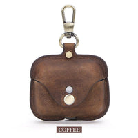 HKM-886867 Vintage Leather Clamshell Cover for AirPods Pro in Brown, Royal Blue, and Burgundy