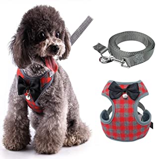 HKM-8868925 Plaid Pet Vest Harness with Leash for Small Dogs, Available in S, M, L Sizes