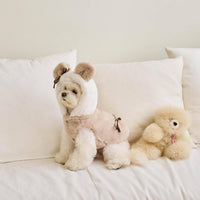 HKM-8869309 Cozy Polyester Dog and Cat Coat in Light Pink and Light Brown Sizes XS-XL