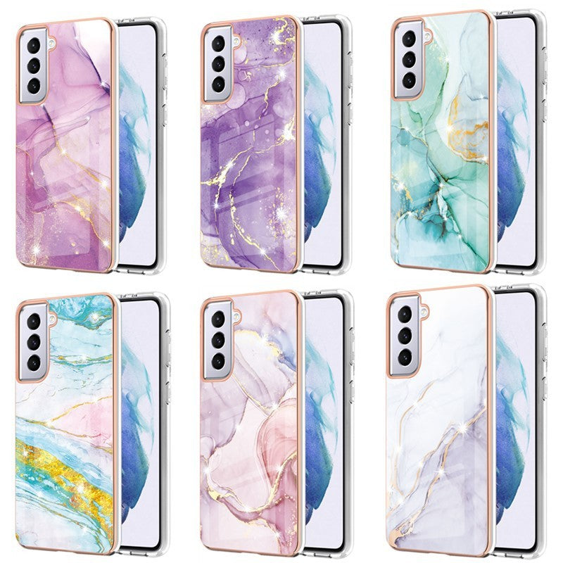 HKM-886931 Electroplating Marble Anti-Fall Phone Case for iPhone Xr - TPU Design with Camouflage and Geometric Patterns