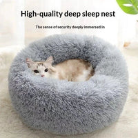 HKM-8869693 Plush Winter Warm Cat & Dog Bed - Cozy Fabric Pet Bed, Various Sizes & Colors