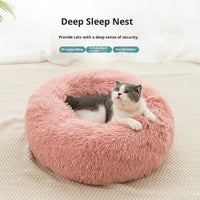 HKM-8869693 Plush Winter Warm Cat & Dog Bed - Cozy Fabric Pet Bed, Various Sizes & Colors