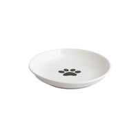 HKM-8869821 Silicone Non-slip Cat Bowl with Ceramic Base in Fishbone and Paw Print Designs