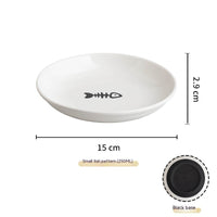 HKM-8869821 Silicone Non-slip Cat Bowl with Ceramic Base in Fishbone and Paw Print Designs