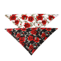 HKM-8870205 Rose Pattern Cotton Cat Collar with Bow Tie and Plaid Scarf - Adjustable 25-48CM
