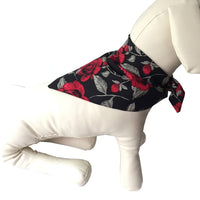 HKM-8870205 Rose Pattern Cotton Cat Collar with Bow Tie and Plaid Scarf - Adjustable 25-48CM