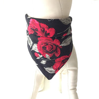 HKM-8870205 Rose Pattern Cotton Cat Collar with Bow Tie and Plaid Scarf - Adjustable 25-48CM