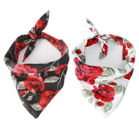 HKM-8870205 Rose Pattern Cotton Cat Collar with Bow Tie and Plaid Scarf - Adjustable 25-48CM