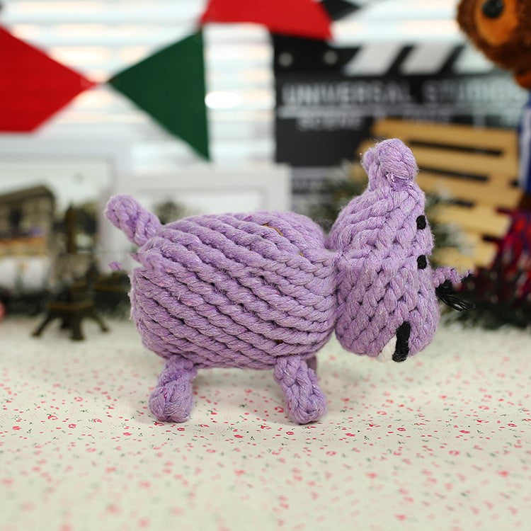 HKM-8870461 Cotton Rope Animal Chew Toy for Dogs - Giraffe, Hippo, Elephant, Duck, Bear, Tiger, Turtle, Alligator, Lion, Squirrel, Octopus, Dinosaur