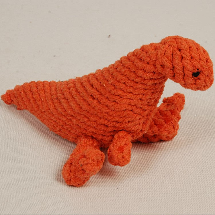 HKM-8870461 Cotton Rope Animal Chew Toy for Dogs - Giraffe, Hippo, Elephant, Duck, Bear, Tiger, Turtle, Alligator, Lion, Squirrel, Octopus, Dinosaur