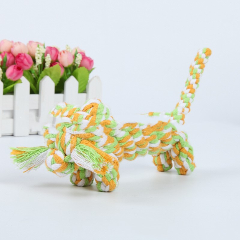 HKM-8870461 Cotton Rope Animal Chew Toy for Dogs - Giraffe, Hippo, Elephant, Duck, Bear, Tiger, Turtle, Alligator, Lion, Squirrel, Octopus, Dinosaur