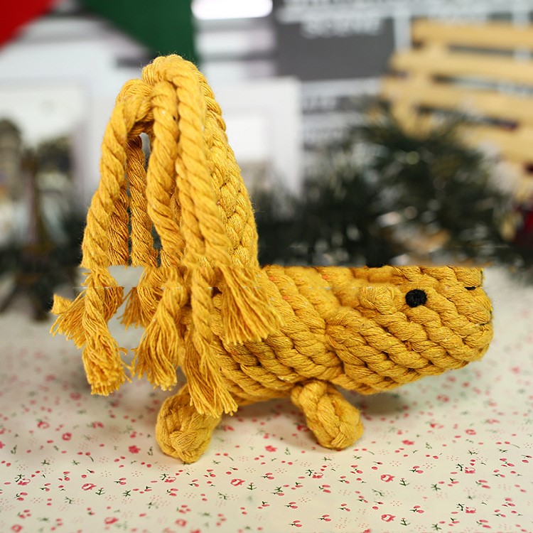 HKM-8870461 Cotton Rope Animal Chew Toy for Dogs - Giraffe, Hippo, Elephant, Duck, Bear, Tiger, Turtle, Alligator, Lion, Squirrel, Octopus, Dinosaur