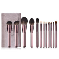 HKM-887059 12-Piece Makeup Brush Set with Nylon Bristles and Long Wooden Handles