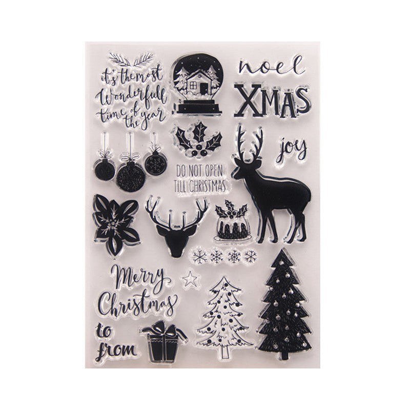 HKM-887123 Christmas-Themed Transparent Rectangle Photo Album Rubber Stamp - 15.5x11cm TPR Material