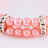 HKM-8871613 Elegant Two Row Pearl Necklace with Elastic in Various Colors for Pets