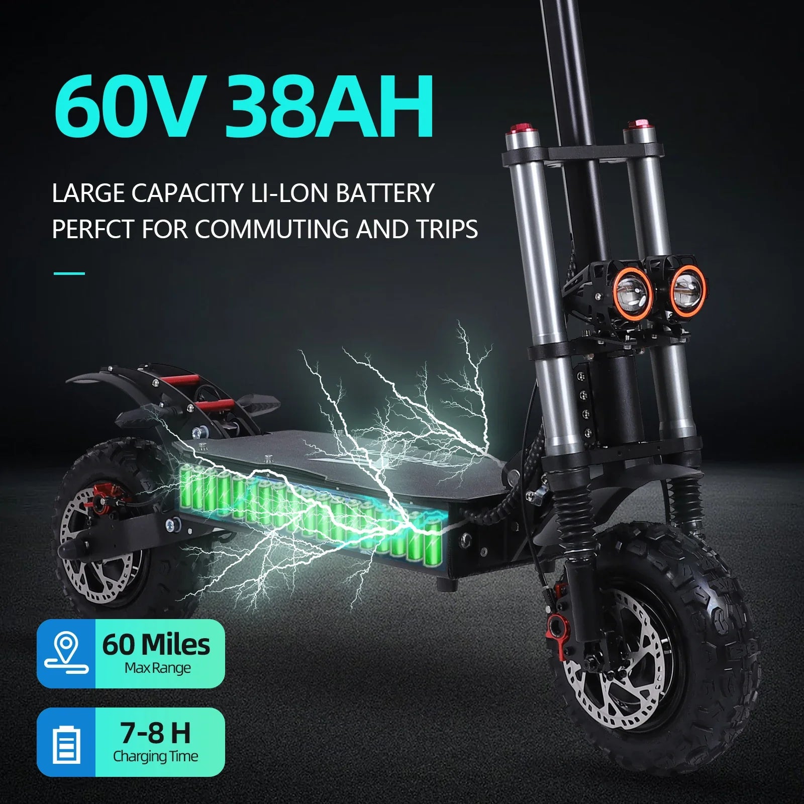 HKM-887187 Foldable 11-Inch Electric Offroad Scooter, Dual Motor 3000W, 90-100KM Range, Waterproof, Hydraulic Disc Brakes