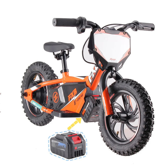 HKM-887251 FXB 12" Electric Balance Bike for Kids, 250W Hub Motor, Aluminum Frame, Safe Non-Pedal Design