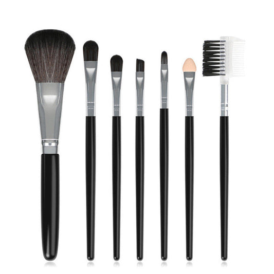 HKM-887251 Gradient Makeup Brush Set for Beginners - 7-Piece Collection with Long Wooden Handles
