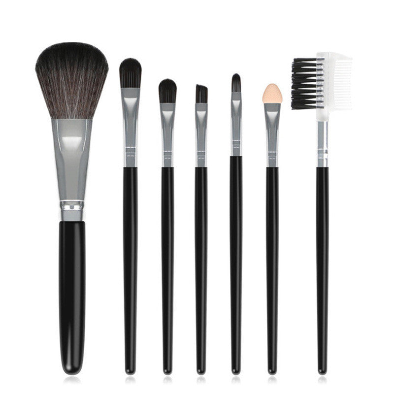 HKM-887251 Gradient Makeup Brush Set for Beginners - 7-Piece Collection with Long Wooden Handles