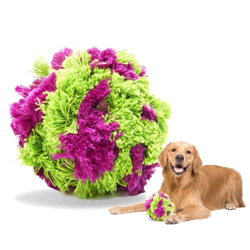 HKM-8872893 Plush Interactive Dog Teething Ball for Chewing and Cleaning Teeth, 15cm Diameter
