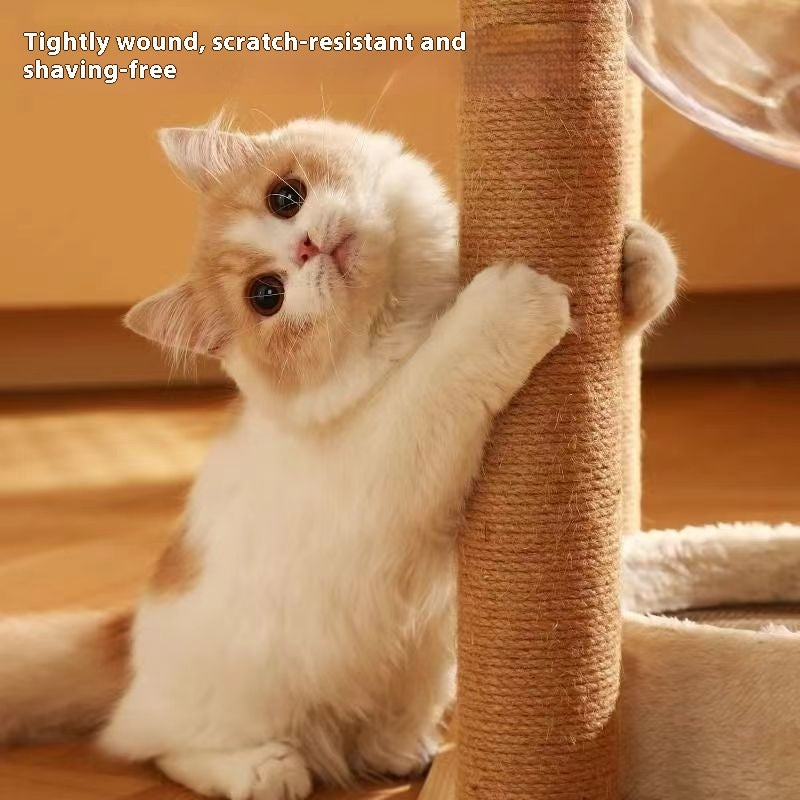 HKM-8873661 Luxury Wooden Cat Climbing Frame with Integrated Space Capsule Design