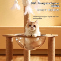 HKM-8873661 Luxury Wooden Cat Climbing Frame with Integrated Space Capsule Design