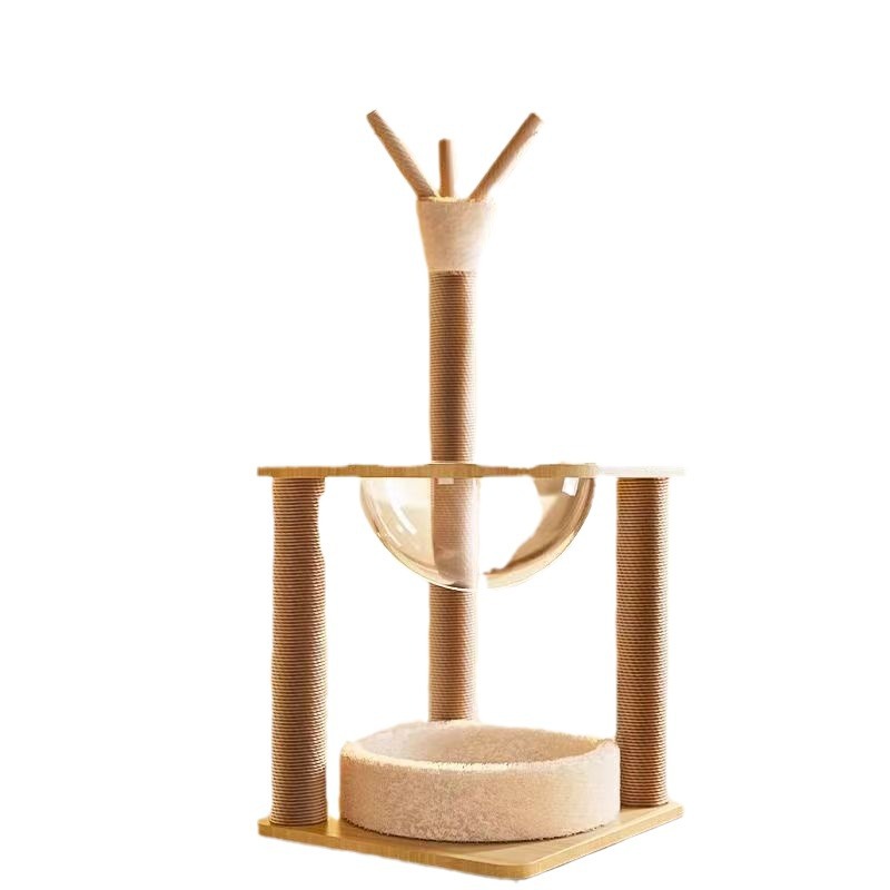 HKM-8873661 Luxury Wooden Cat Climbing Frame with Integrated Space Capsule Design