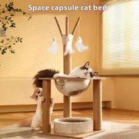 HKM-8873661 Luxury Wooden Cat Climbing Frame with Integrated Space Capsule Design