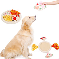 HKM-8876221 Pet Snuffle Mat for Dogs - Pizza Hidden Food Sniffing Pad for Training and Decompression, Soft Polar Fleece Surface, Non-Slip Base