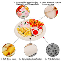HKM-8876221 Pet Snuffle Mat for Dogs - Pizza Hidden Food Sniffing Pad for Training and Decompression, Soft Polar Fleece Surface, Non-Slip Base