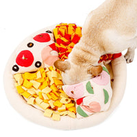 HKM-8876221 Pet Snuffle Mat for Dogs - Pizza Hidden Food Sniffing Pad for Training and Decompression, Soft Polar Fleece Surface, Non-Slip Base