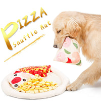HKM-8876221 Pet Snuffle Mat for Dogs - Pizza Hidden Food Sniffing Pad for Training and Decompression, Soft Polar Fleece Surface, Non-Slip Base