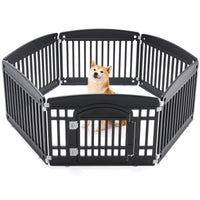 HKM-8876989 Pet Playpen for Small to Medium Dogs - Portable 4 & 6 Panel Design in White and Black, Safe and Easy to Clean