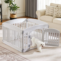 HKM-8876989 Pet Playpen for Small to Medium Dogs - Portable 4 & 6 Panel Design in White and Black, Safe and Easy to Clean
