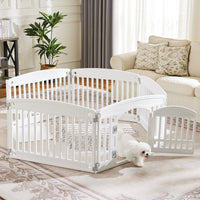 HKM-8876989 Pet Playpen for Small to Medium Dogs - Portable 4 & 6 Panel Design in White and Black, Safe and Easy to Clean