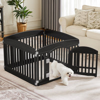 HKM-8876989 Pet Playpen for Small to Medium Dogs - Portable 4 & 6 Panel Design in White and Black, Safe and Easy to Clean