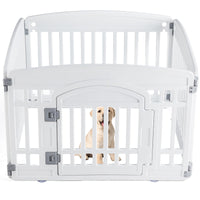 HKM-8876989 Pet Playpen for Small to Medium Dogs - Portable 4 & 6 Panel Design in White and Black, Safe and Easy to Clean