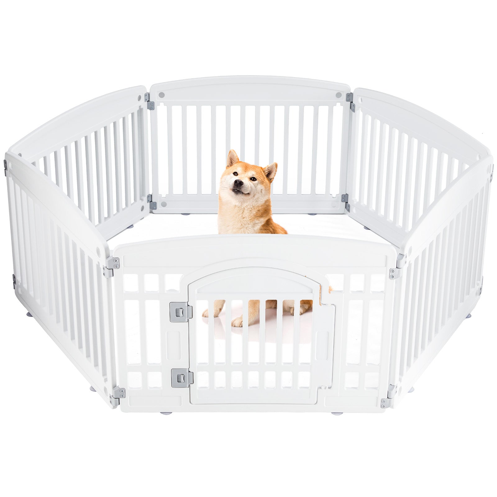 HKM-8876989 Pet Playpen for Small to Medium Dogs - Portable 4 & 6 Panel Design in White and Black, Safe and Easy to Clean