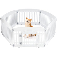HKM-8876989 Pet Playpen for Small to Medium Dogs - Portable 4 & 6 Panel Design in White and Black, Safe and Easy to Clean