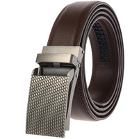 HKM-887699 Men's Leather Ratchet Belt with Automatic Buckle - Stylish and Adjustable Design