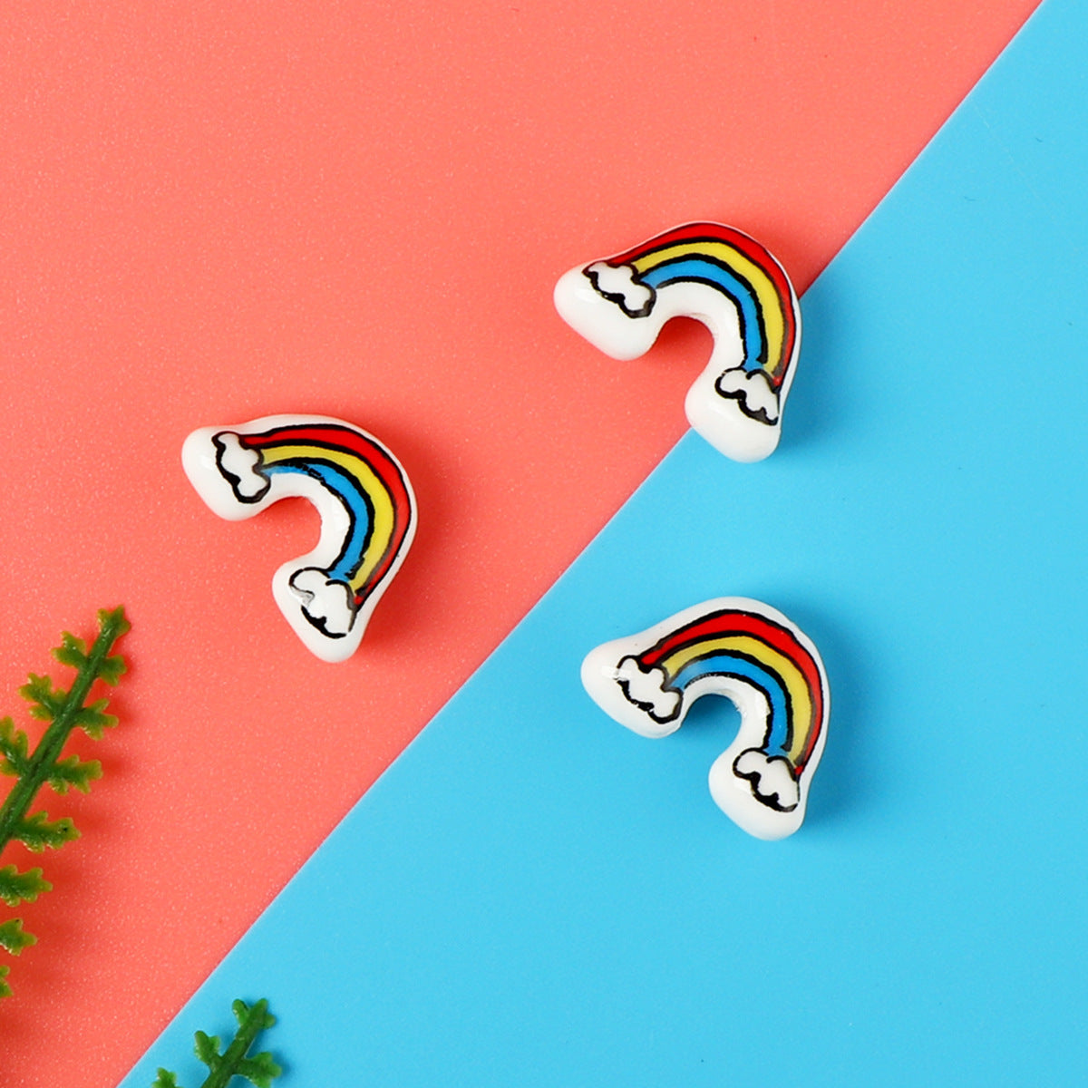 HKM-887763 Ceramic Rainbow Scattered Beads for DIY Ornament Crafting