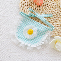 HKM-8877757 Pet Saliva Towel in Plaid Cotton - Available in Daisy Pink, Green, and Blue, Sizes S & M