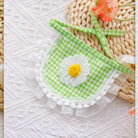 HKM-8877757 Pet Saliva Towel in Plaid Cotton - Available in Daisy Pink, Green, and Blue, Sizes S & M