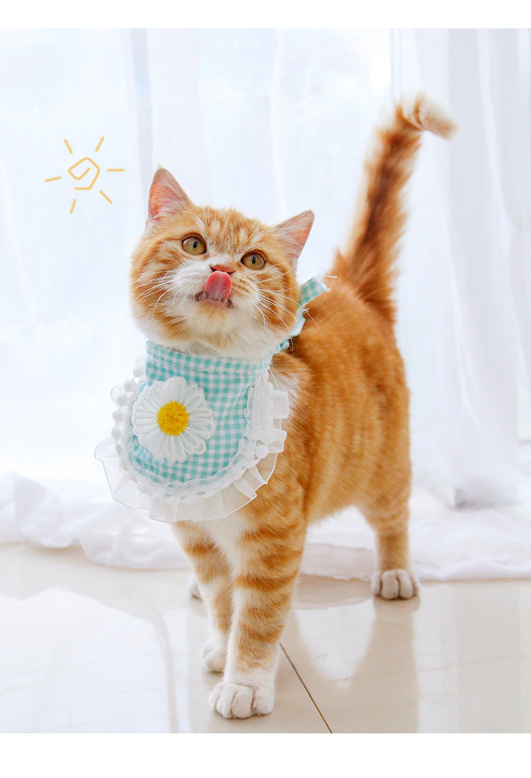 HKM-8877757 Pet Saliva Towel in Plaid Cotton - Available in Daisy Pink, Green, and Blue, Sizes S & M
