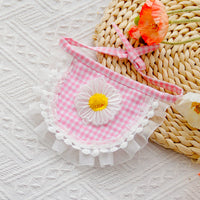 HKM-8877757 Pet Saliva Towel in Plaid Cotton - Available in Daisy Pink, Green, and Blue, Sizes S & M