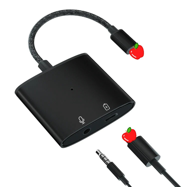 HKM-887891 3.5mm AUX Audio Jack Adapter for iPhone Earphones - Lightning to Headphone Splitter