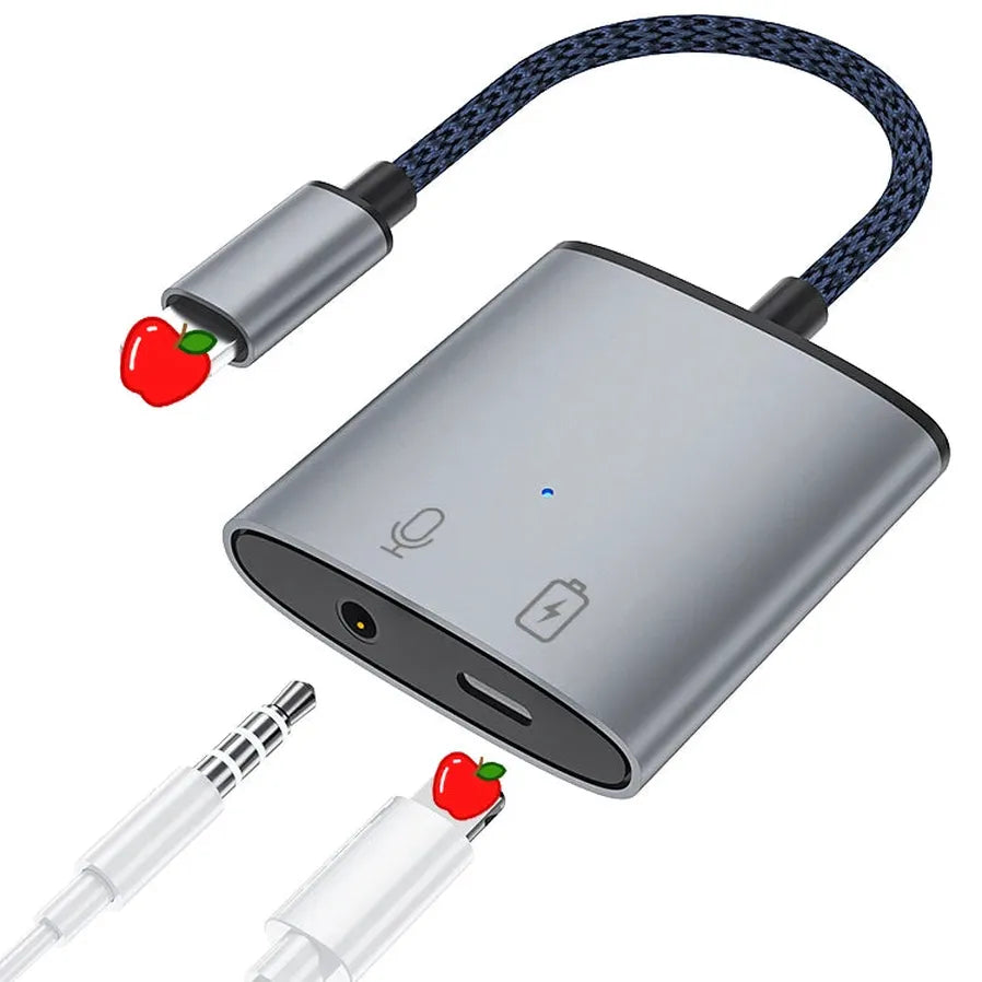 HKM-887891 3.5mm AUX Audio Jack Adapter for iPhone Earphones - Lightning to Headphone Splitter