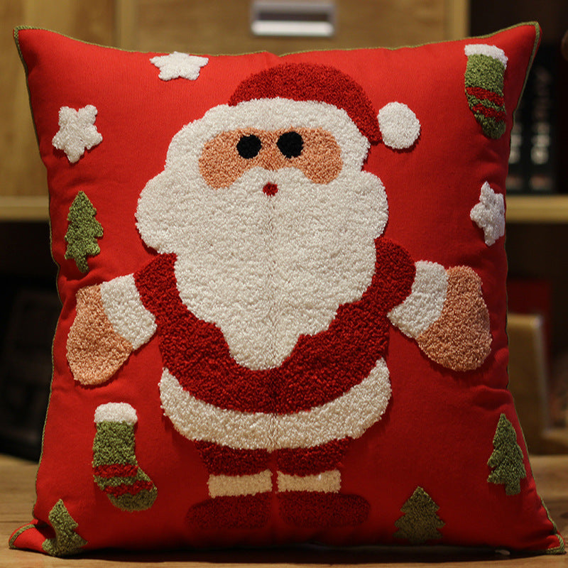 HKM-887891 Cute Cartoon Christmas and New Year Cushion Pillowcase - Festive Designs of Santa, Snowmen, and Winter Icons, 45x45cm