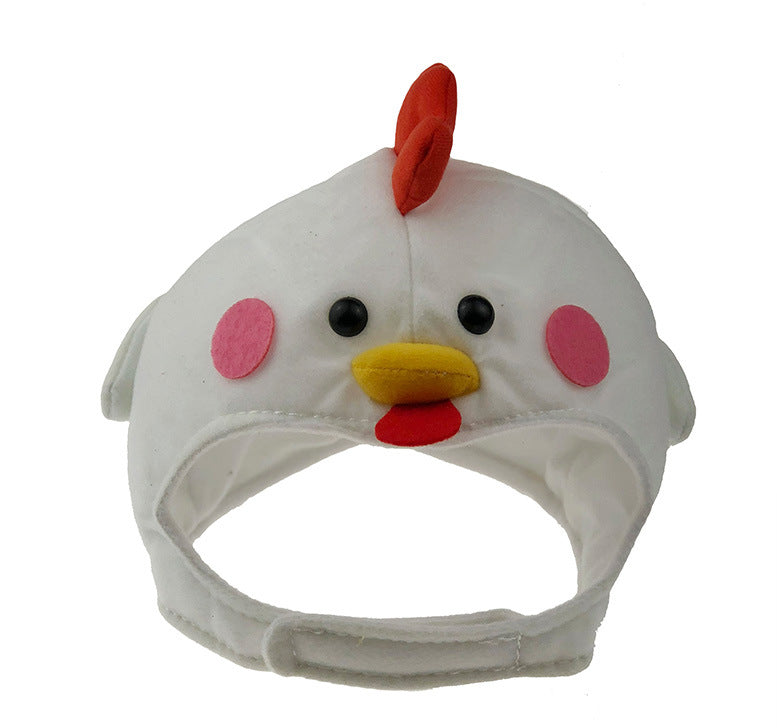 HKM-8880189 Cute Dog Hat for Stylish Pet Headwear - White Polyester, Sizes Large & Medium